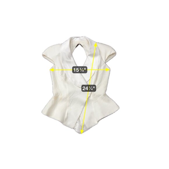 Vintage En Francais by Huey Waltzer White Satin Shawl Collar Halter Vest SZ 6 - Picture 8 of 9